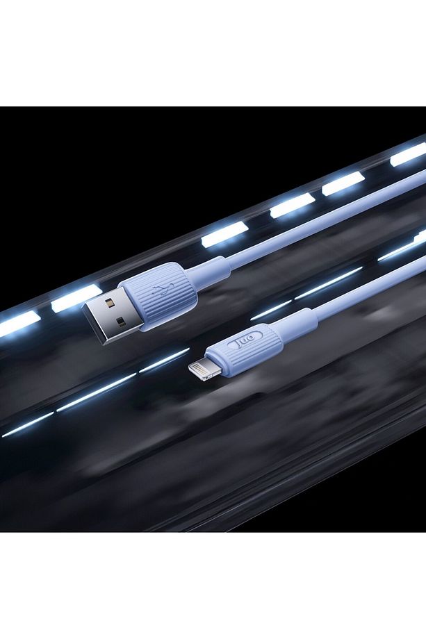 12w 2.4a Usb-a To Lightning Iphone Ipad Silikon Hızlı Şarj Ve Data Kablosu Mavi 1 Metre - 3
