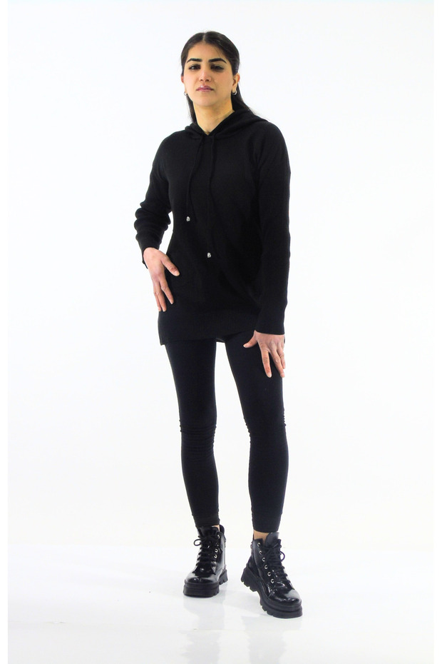 Kapüşonlu Triko Kazak - 4