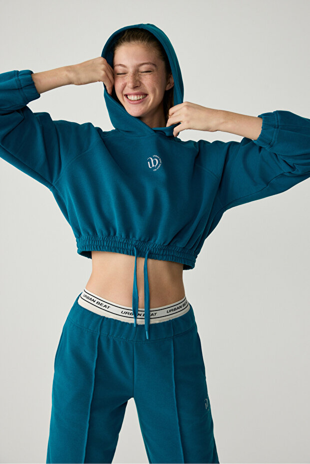 Kathrine Women's Hooded Blue Sweatshirt