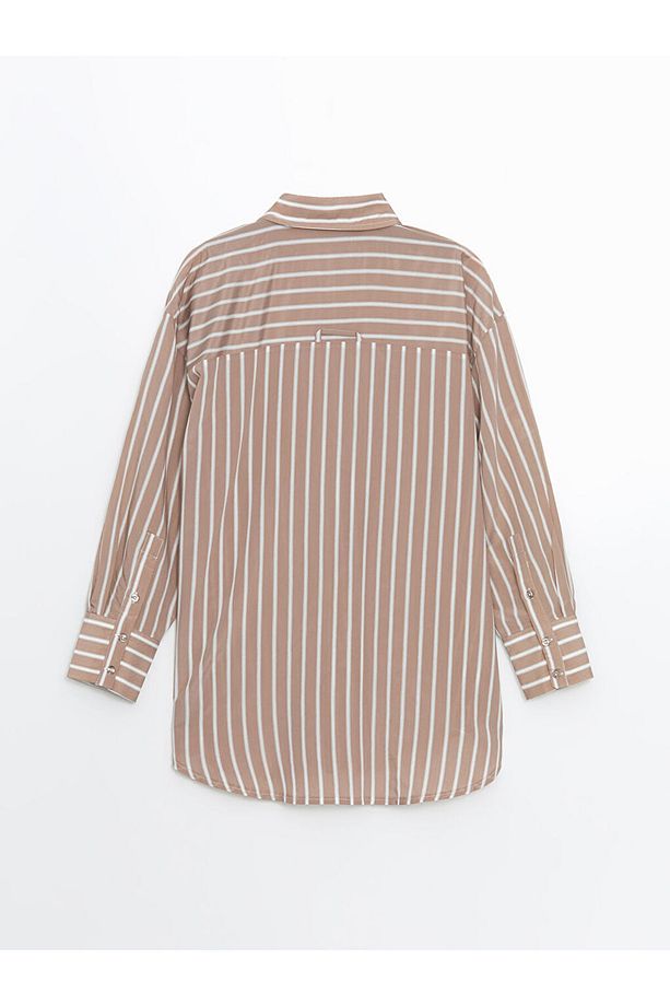 LCW Modest Çizgili Oversize Kadın Gömlek Tunik - 6