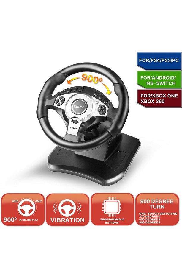 R900 Direksiyon Seti Çift Motorlu Titreşimli PC/PS3/PS4/XBOX ONE/X360 Nintendo Switch/Android Uyumlu - 2