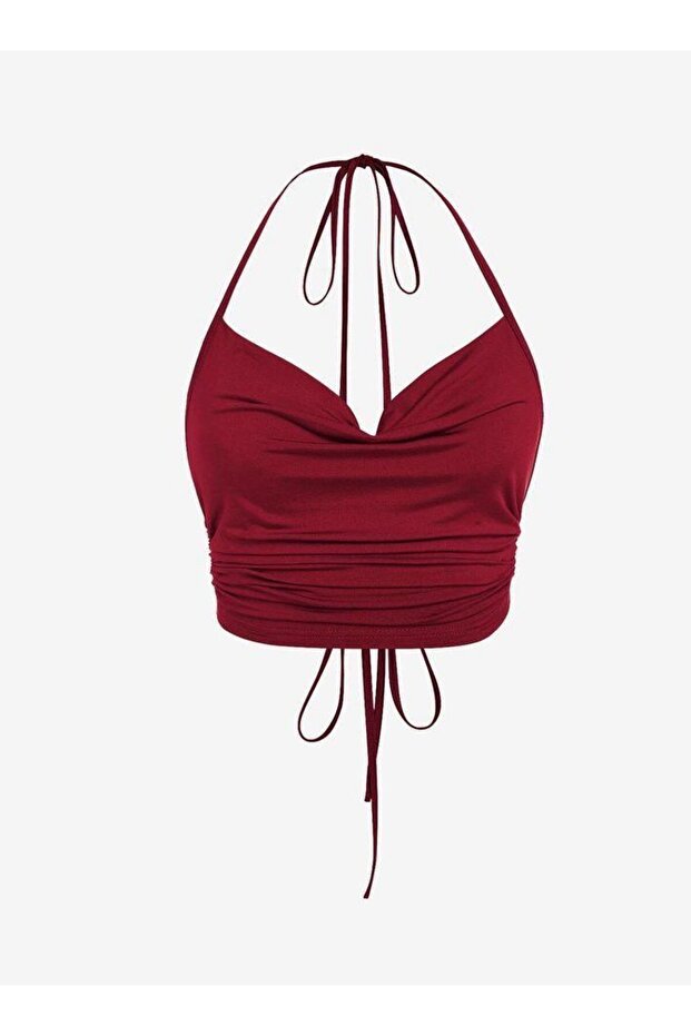 Claret Red Size Tied Crop