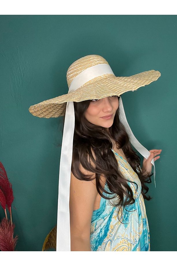Bağlamalı hasır şapka yelpaze model - 5