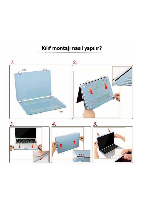 Apple 13" Macbook Air A2337 M1 Kristal Kırmızı Kılıf Koruyucu Ekran Filmi - 5