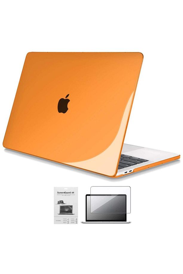Apple 13" Macbook Pro A2338 M1 Kristal Turuncu Kılıf Koruyucu Ekran Filmi - 1