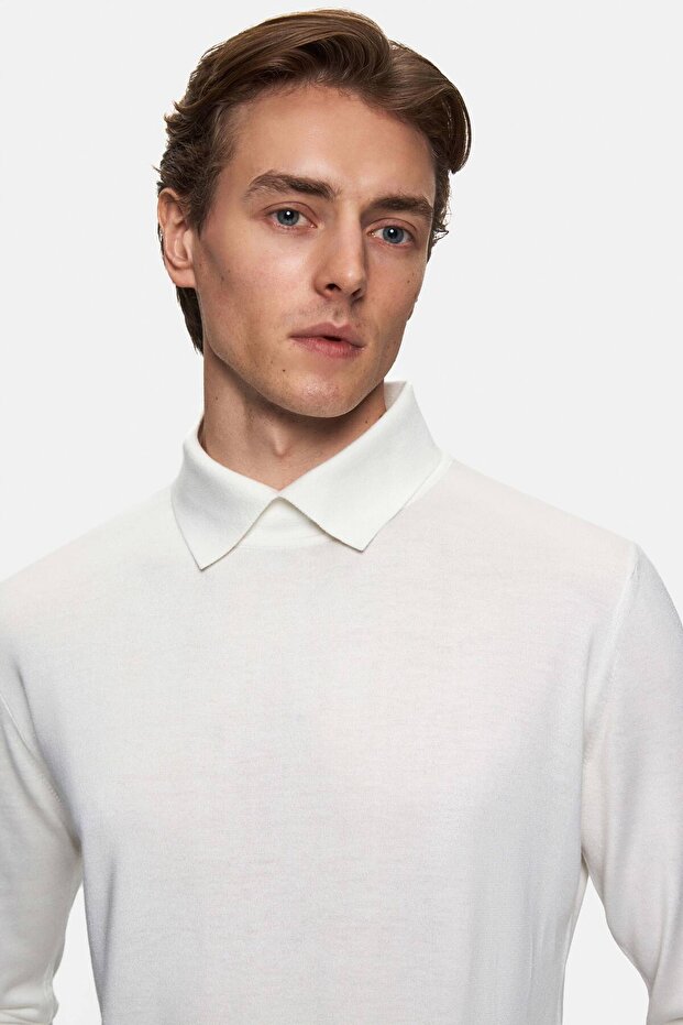 Slim Fit Ekru Kazak - 2