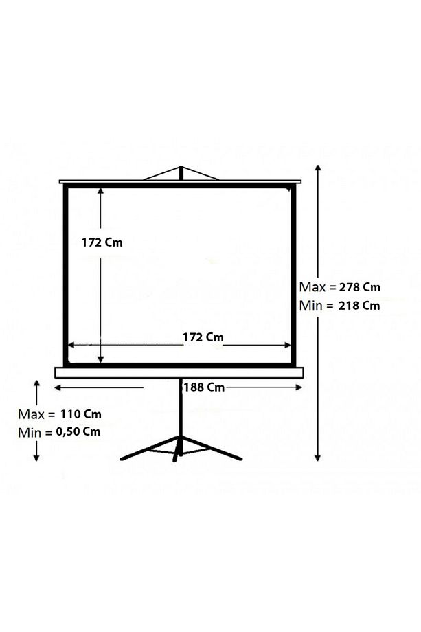 Tx-18 180x180 Cm Tripod Ayaklı Taşınabilir Manuel Projeksiyon Perdesi (ARKASI SİYAH FONLU) - 4