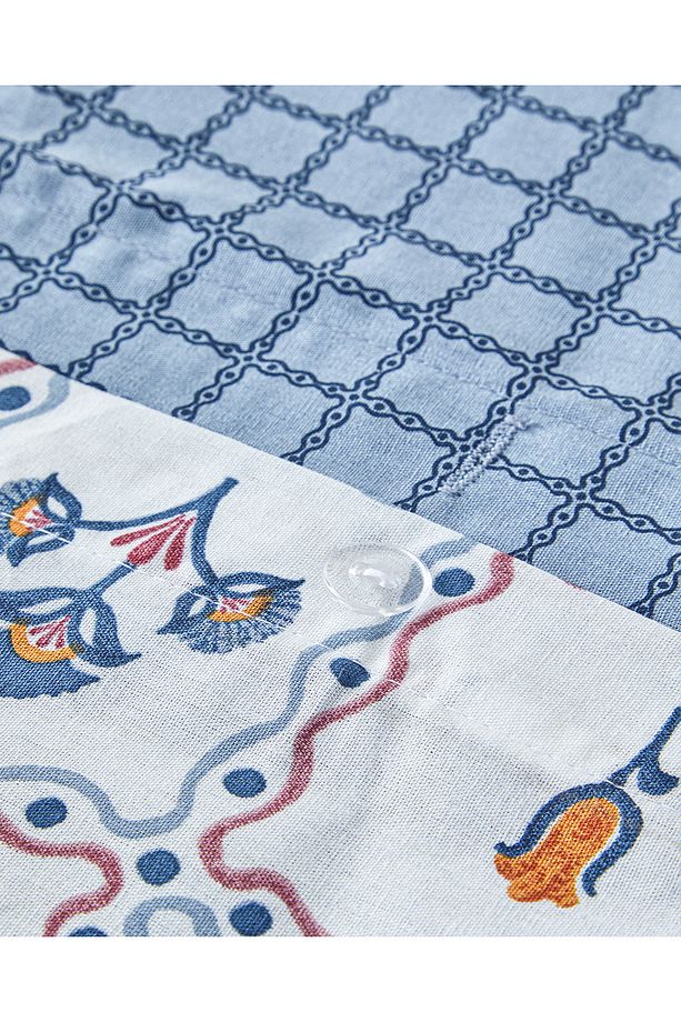 Ornate Fancy Pamuklu Tek Kişilik Nevresim Seti 160x220 cm Mavi - 5