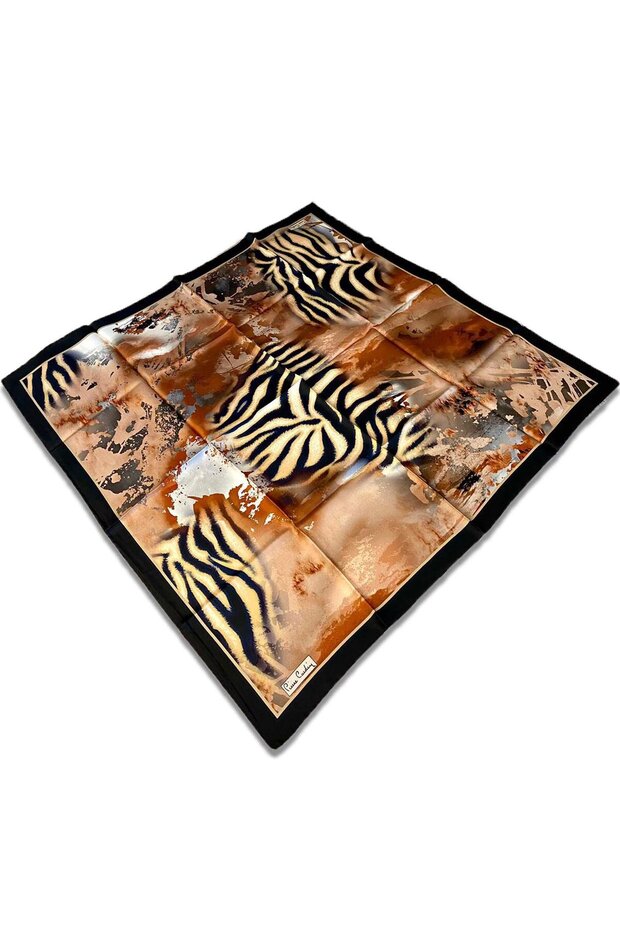Brown Mixed Patterned Tivil Silk Scarf 8447438 - 931