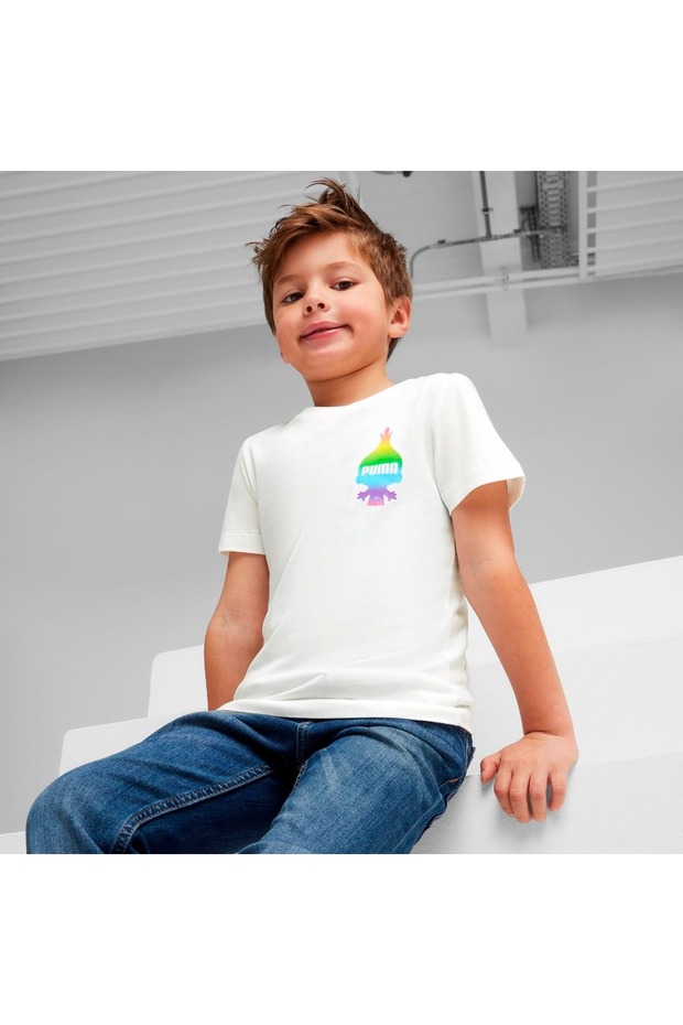 X Trolls Erkek Çocuk Beyaz Yuvarlak Yaka Tişört - 1