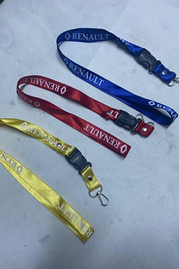 Vehicle-Specific Keychain and Neck Lanyard Mirror Strap Renault Colorful 3 Pieces