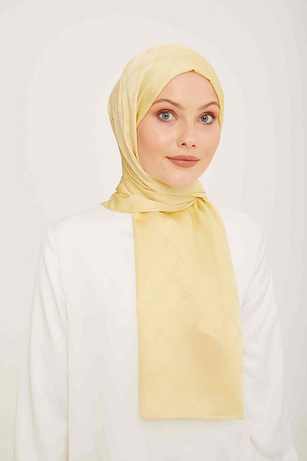 Trend Jan Jan Sarı Monogram Desenli Jakar Şal 6-22041 - 1