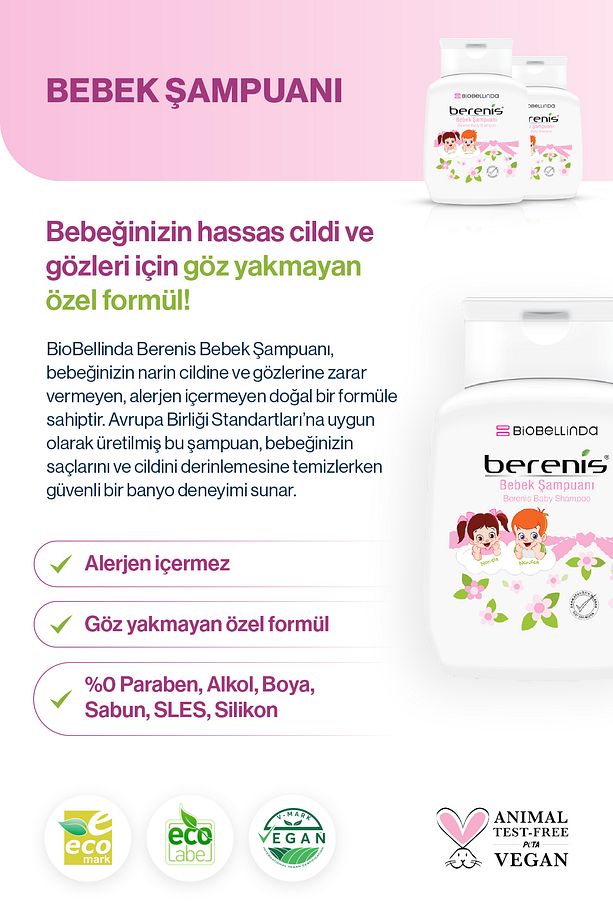 Berenis Bebek Şampuanı 290 ml | Göz Yakmayan Özel Formül ( 2'Lİ SET ) - 3