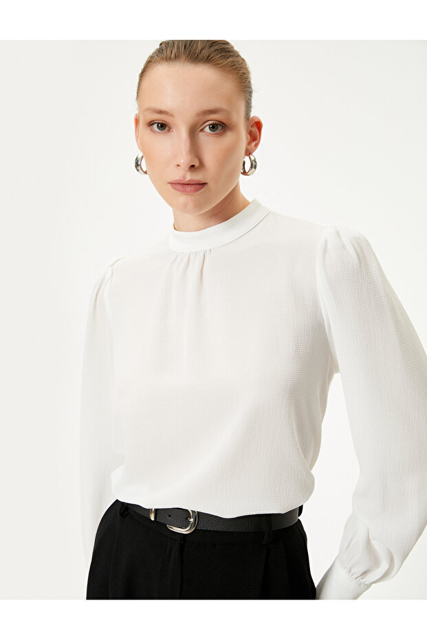 Hakim Collar Blouse Long Sleeve Draped