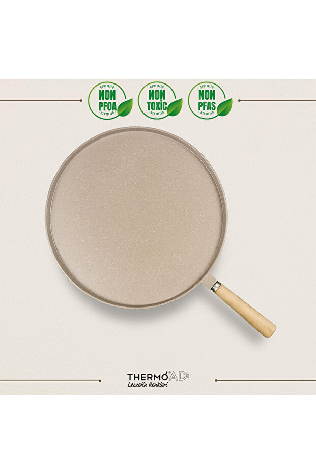 36 cm Cast Granite Pancake Pan with Wooden Handle - Mink
