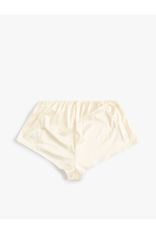 Çiçek İşlemeli Saten Şort Pijama Altı - 2
