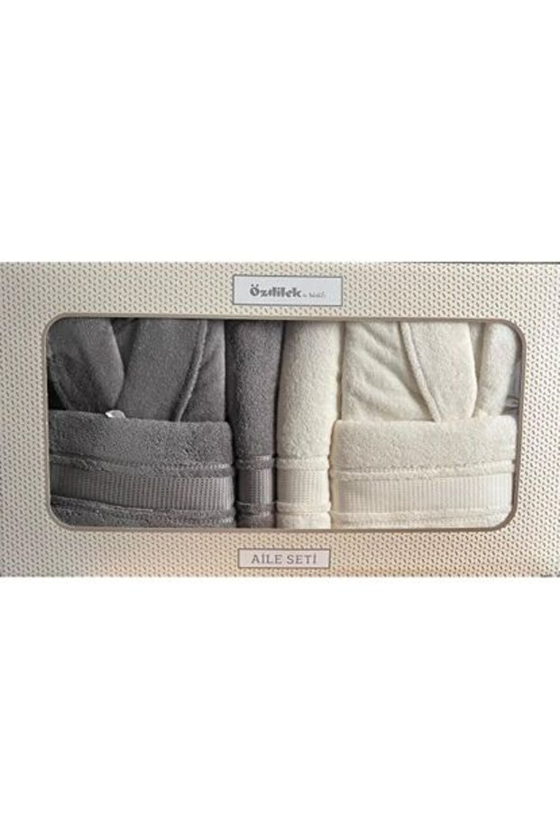 Colorist Family Bathrobe Set - Gray - Cream
