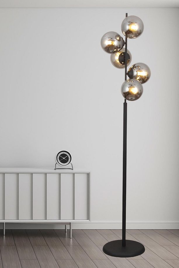 Missy 5 Li Siyah Lambader Füme Camlı Modern , Oturma Odası ,Yatak Odası , Salon Lambader - 1