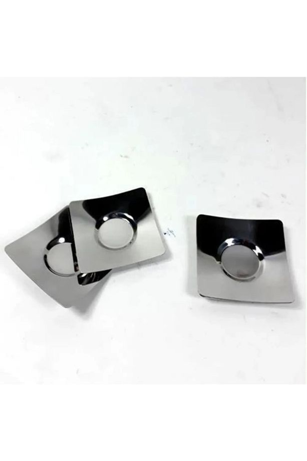 430 Paslanmaz Çelik Lüks 6 Adet Kare Çay Tabağı Sade  ÇAP:9,5cm - 2