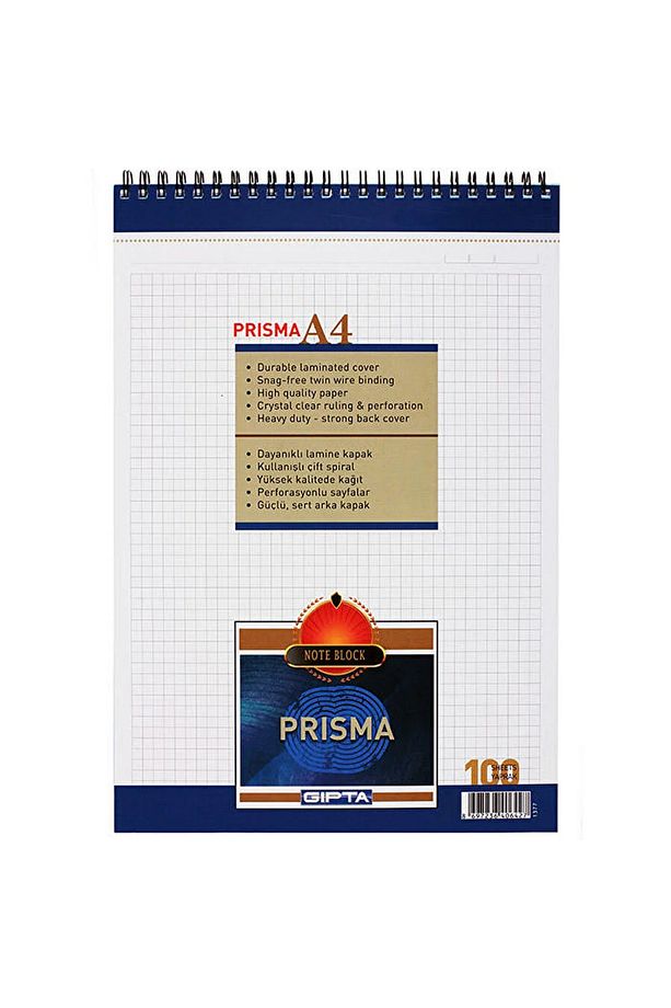 Prisma A4 100yp Üstten Spiralli Bloknot Not Defteri Kareli / B35 - 1