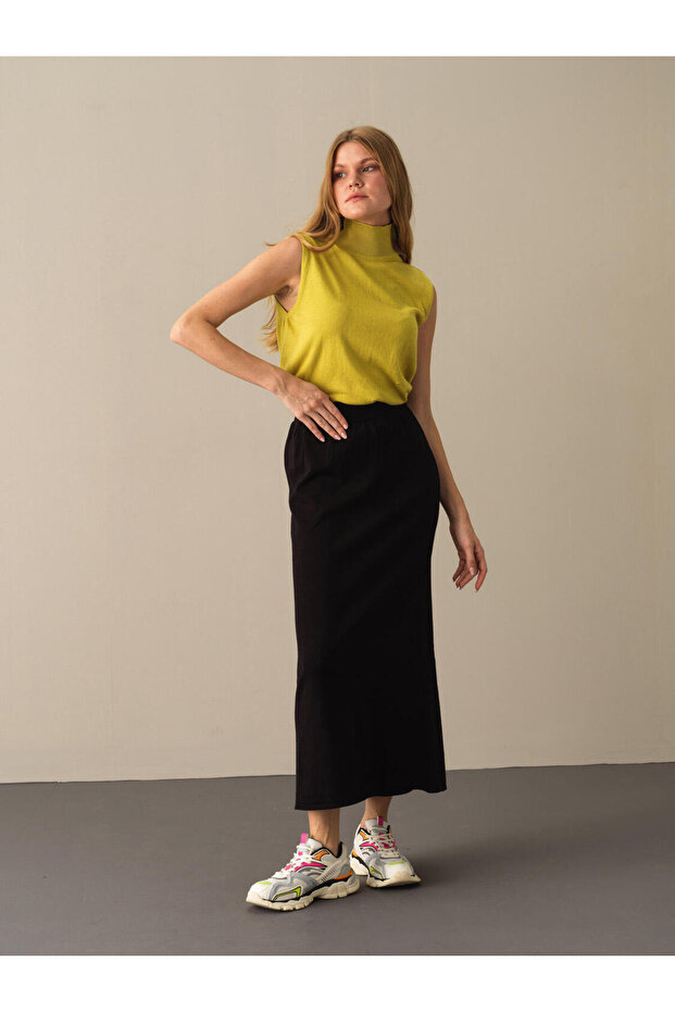 Kadın Sarı Regular Fit Basic Kazak - 3