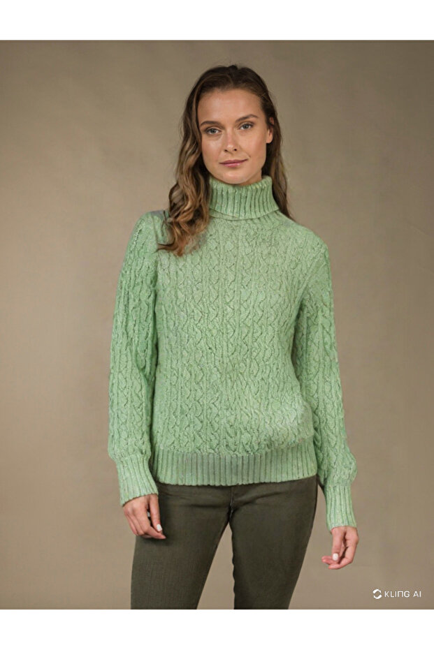 Kaşmir Yün Boğazlı Kadın Kazak - 4