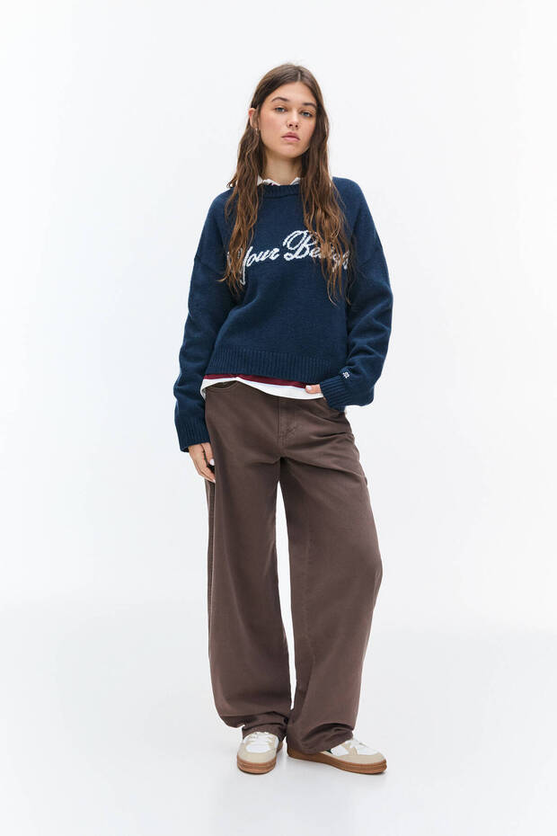 Knit jumper with slogan - 3