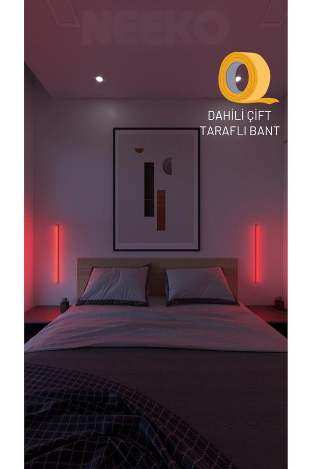 2 Adet Mini Duvar Aplik Uzaktan Kumandalı Rgb Led 16 Renk - 3