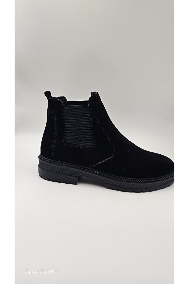 Siyah Chelsea Süet Deri Bot - 3