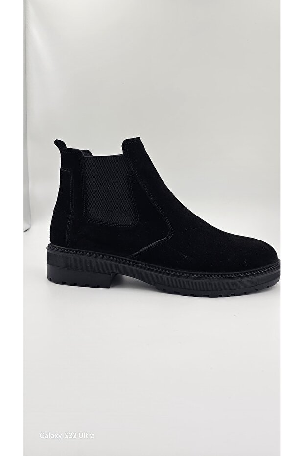 Siyah Chelsea Süet Deri Bot - 1