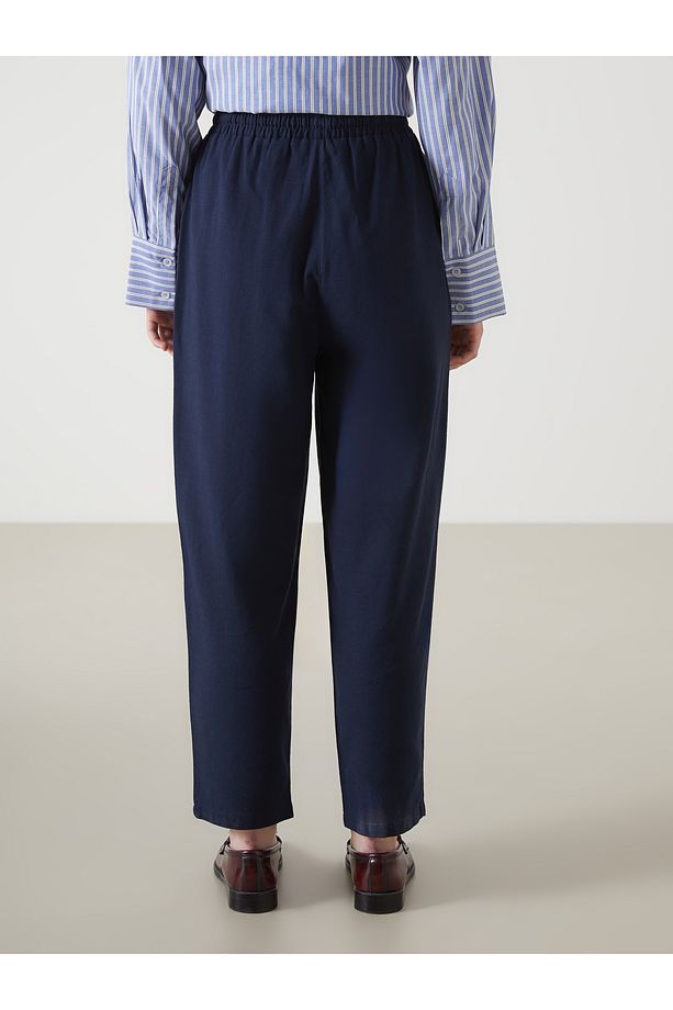 Beli Lastikli Keten Karışımlı Kadın Pantolon - 4