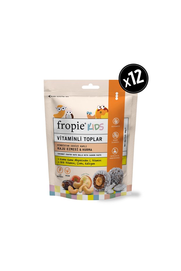 Vitamin Kids Date Ball - Coconut Coated and Cashew Butter Filled 80 Gr X12