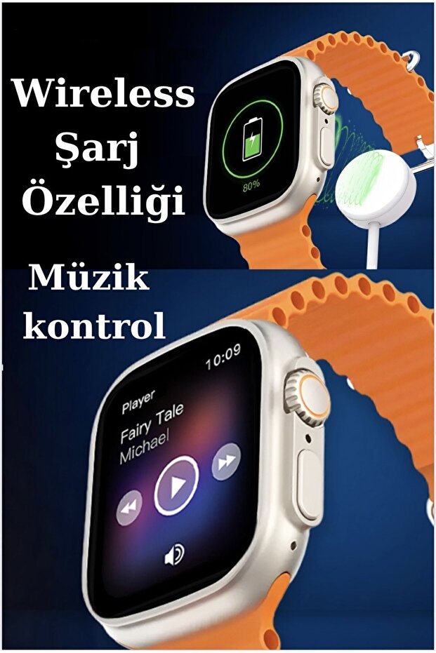 Akıllı Saat 7ın1 Watch9 7 Kordon Hediyeli Smart Watch 7 Kordonlu Bluetooth Bağlantılı Akıllı Saat - 3