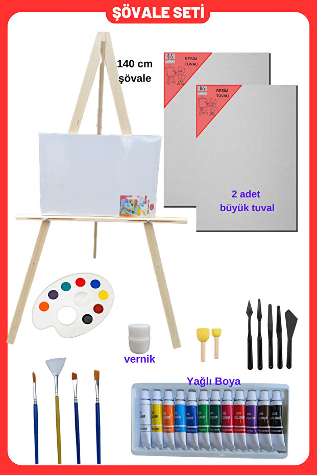 Yağlı Boya Resim Başlangıç Seti-şövale, 2 Adet Tuval Seti (şövalye, Tual Seti) - 1