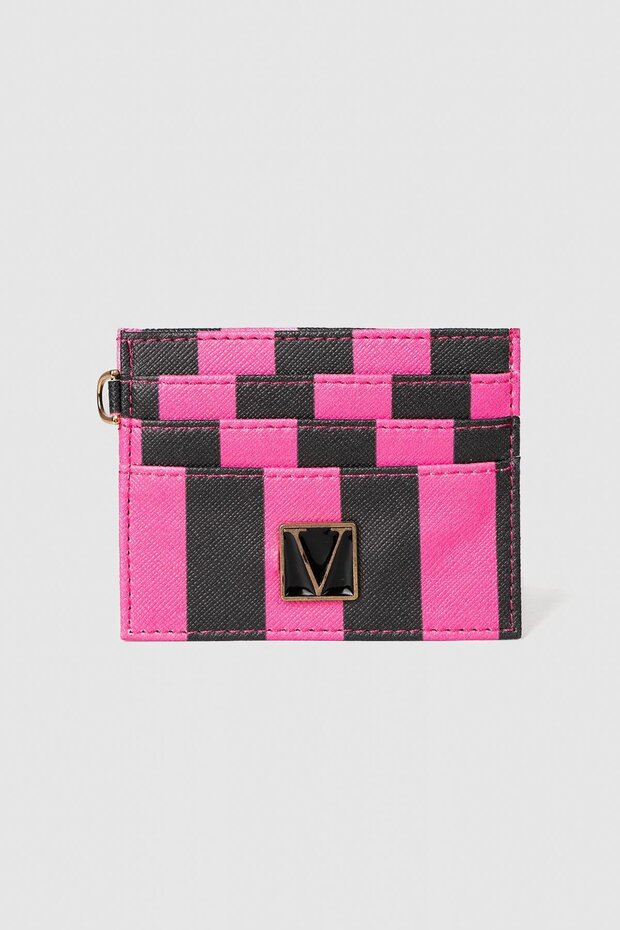 La'Graccio Paris Women's Vs Card Holder Black Fuchsia