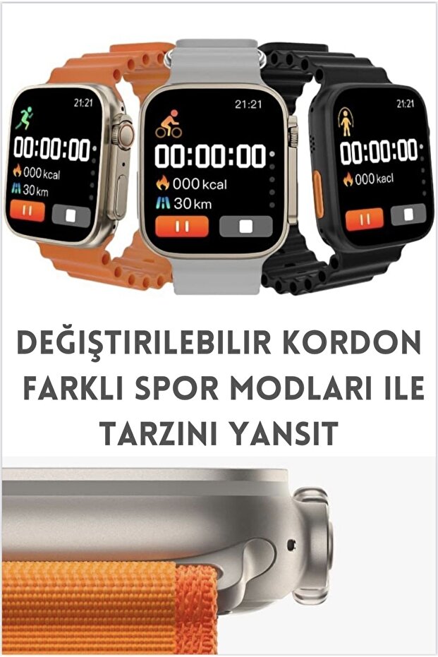 Akıllı Saat 7ın1 Watch9 7 Kordon Hediyeli Smart Watch 7 Kordonlu Bluetooth Bağlantılı Akıllı Saat - 2