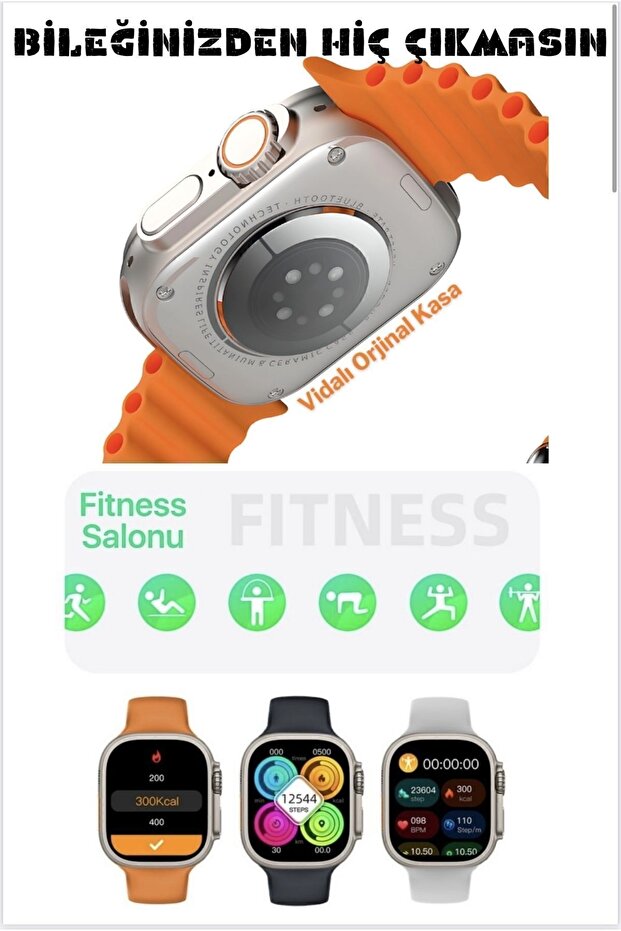 Akıllı Saat 7ın1 Watch9 7 Kordon Hediyeli Smart Watch 7 Kordonlu Bluetooth Bağlantılı Akıllı Saat - 6