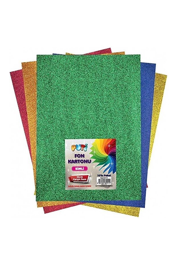 25X35 cm 10-Piece Glitter Background Cardboard - Mixed