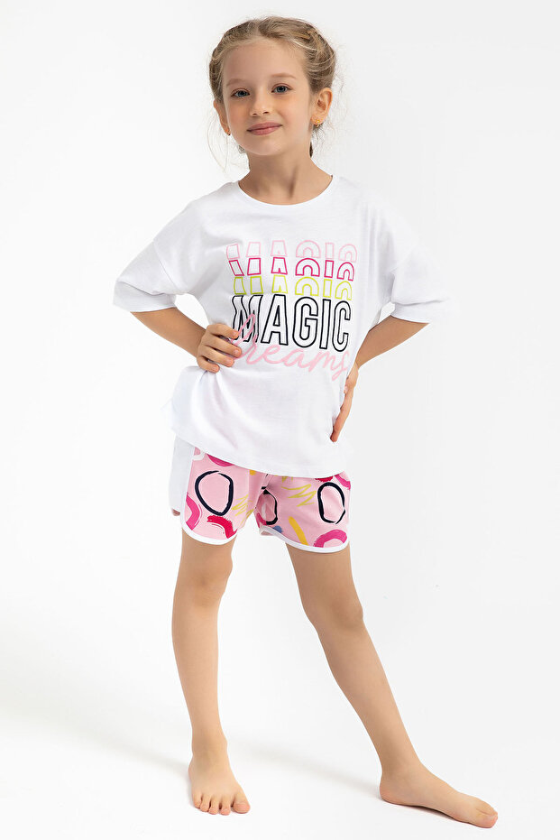 Kız Çocuk Beyaz Şort Takım - 3