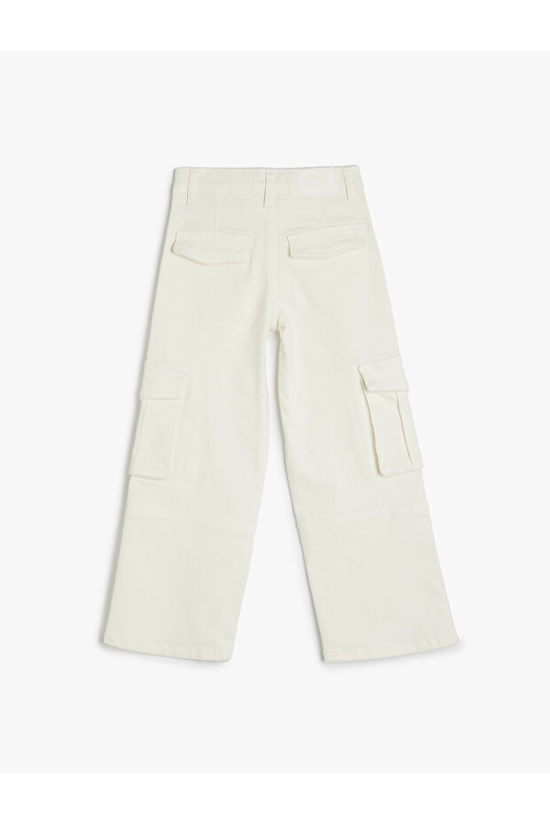 Regular Waist Cotton Pocket Cargo Pants - 2