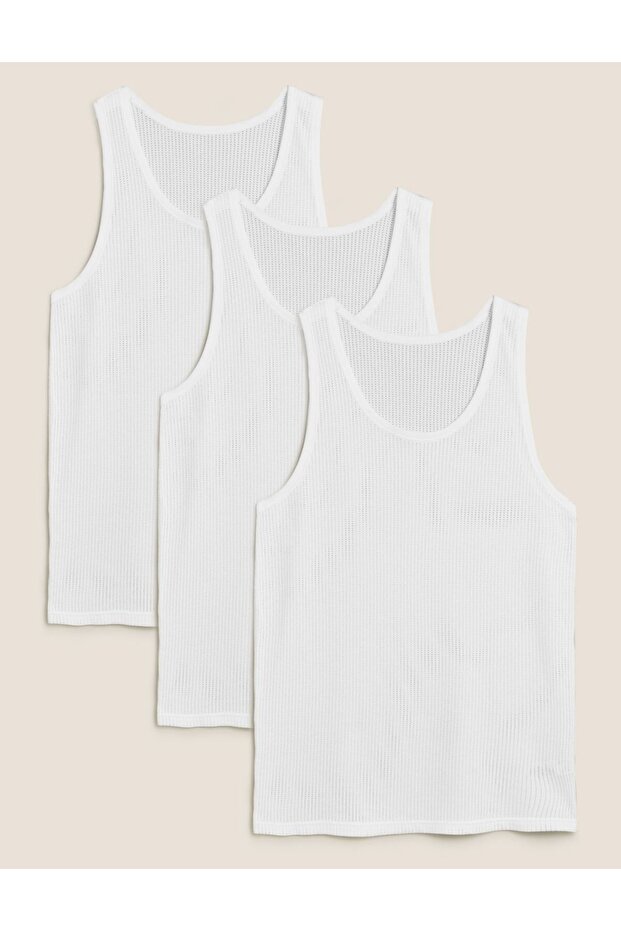 Saf Pamuklu 3'lü Atlet Seti - 1