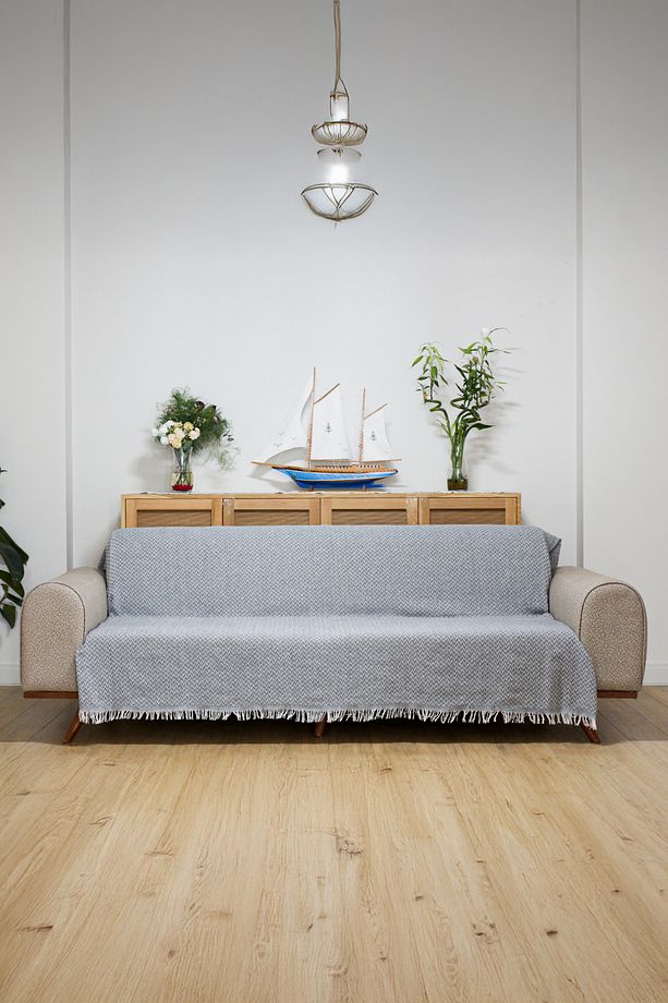 Koltuk Örtüsü 180 X 200 Cm Kanepe Çekyat Divan Berjer Örtüsü Pamuklu Yikanabilir Sade Şal - 3