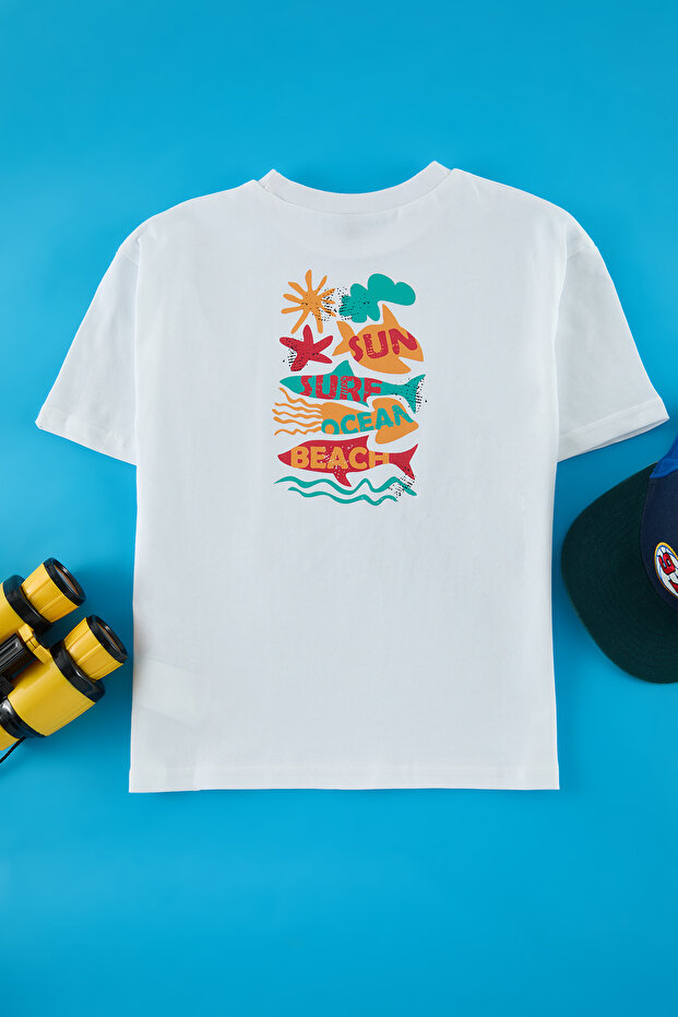 Ecru Printed Knitted T-Shirt Tkdss25Ts00038