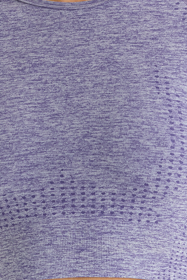 Lila Crop Seamless/Dikişsiz Bisiklet Yaka Örme Spor Üst/Bluz TWOSS21BZ1419 - 3
