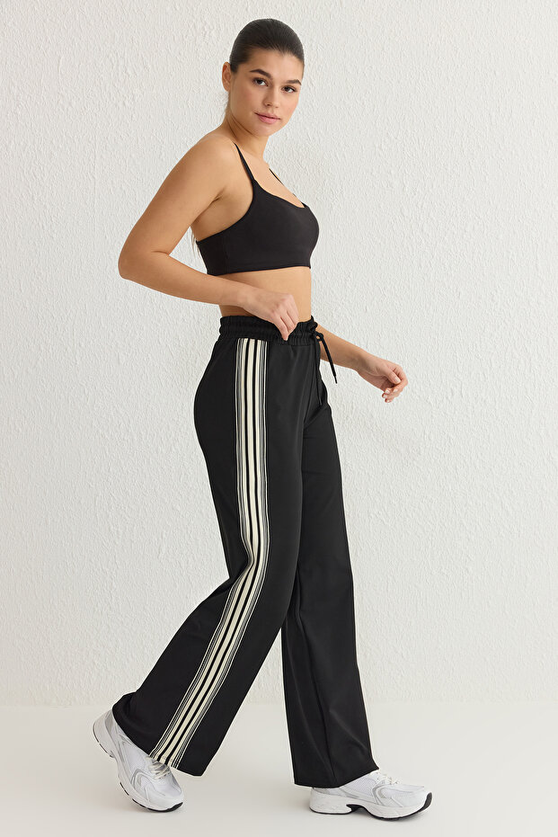 Siyah Çizgili Dalgıç/Scuba Kumaş Spor Örme Eşofman Altı THMSS25EA00006 - 1