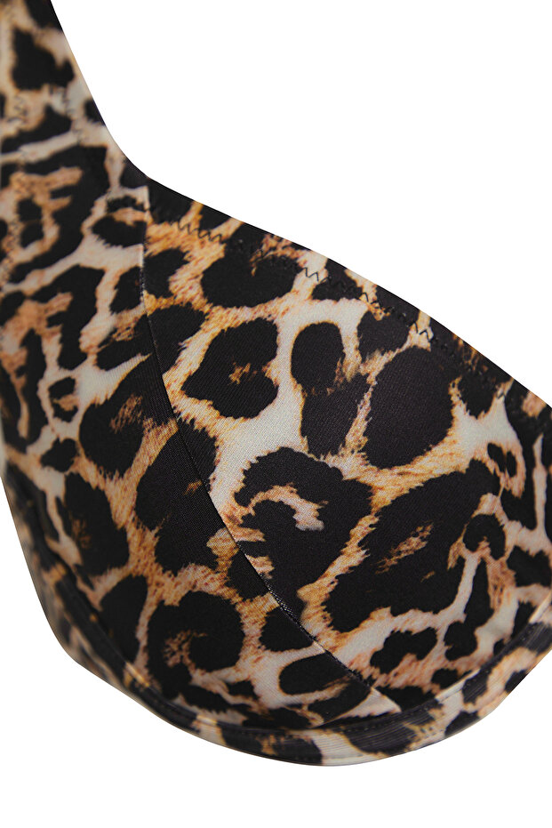 Leopar Desenli Balconette Kaplı Bikini Üstü TBESS24BU00121 - 6