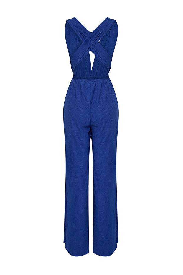 Saks Dokuma Yırtmaçlı Maxi Plaj Tulum TBESS23TU00010 - 8