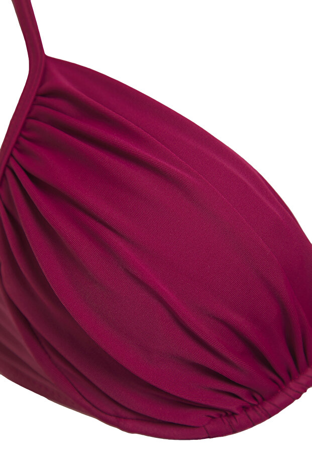 Mürdüm Drapeli Balconette Kaplı Bikini Üstü TBESS25BU00000 - 7