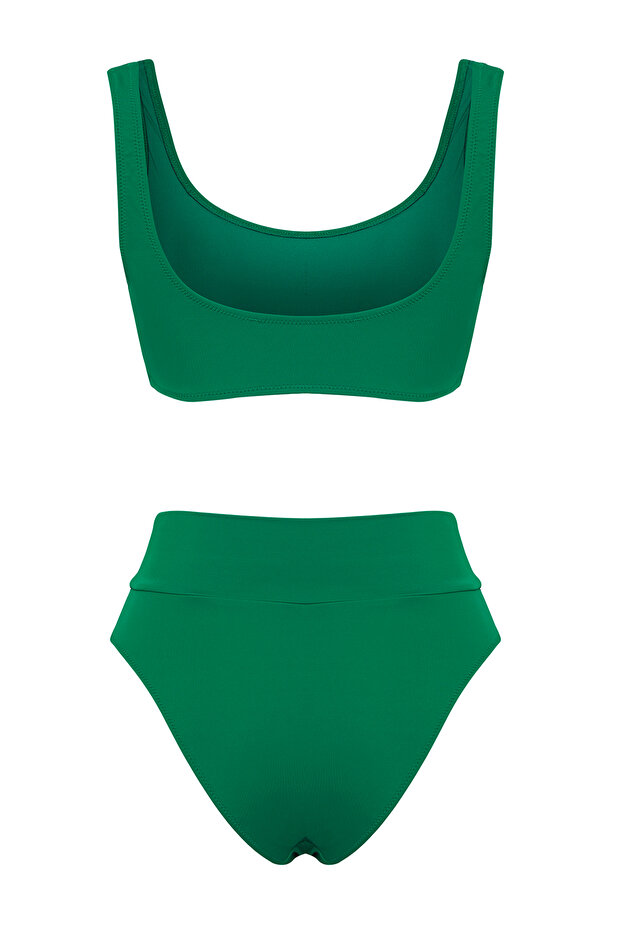 Yeşil Bralette Kaplı Regular Yüksek Bel Bikini Takımı TBESS22BT0010 - 6