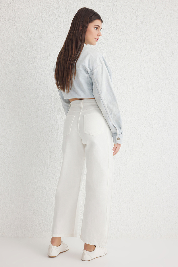 Baggy džíny s vysokým pasem a bílým prošíváním TWOSS25JE00165 - 5